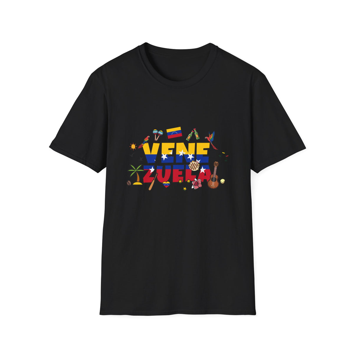 Venezuela Pride T-Shirt — 'Venezuela' Colorful Flag & Cultural Icons Tee