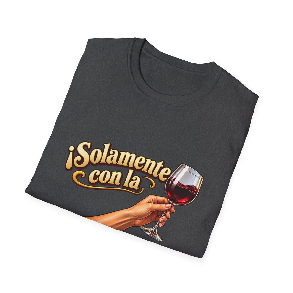 T-Shirt — "¡Solamente con la izquierda!" Wine Glass Spanish Graphic Tee
