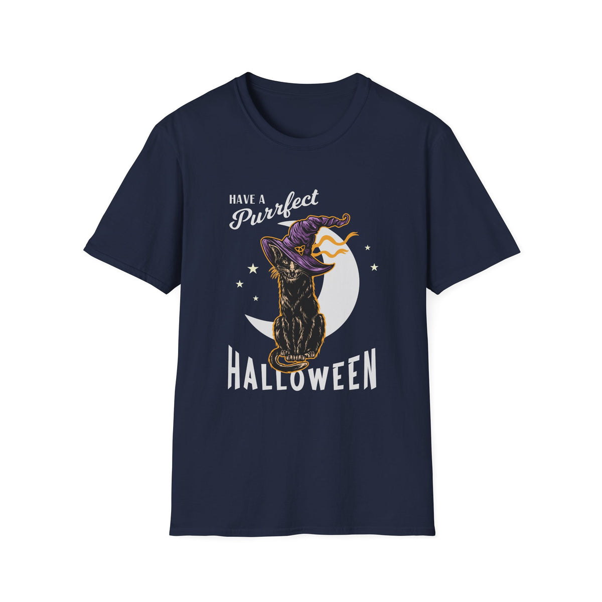 Have a Purrfect Halloween T-Shirt — Black Cat Witch Holiday Tee