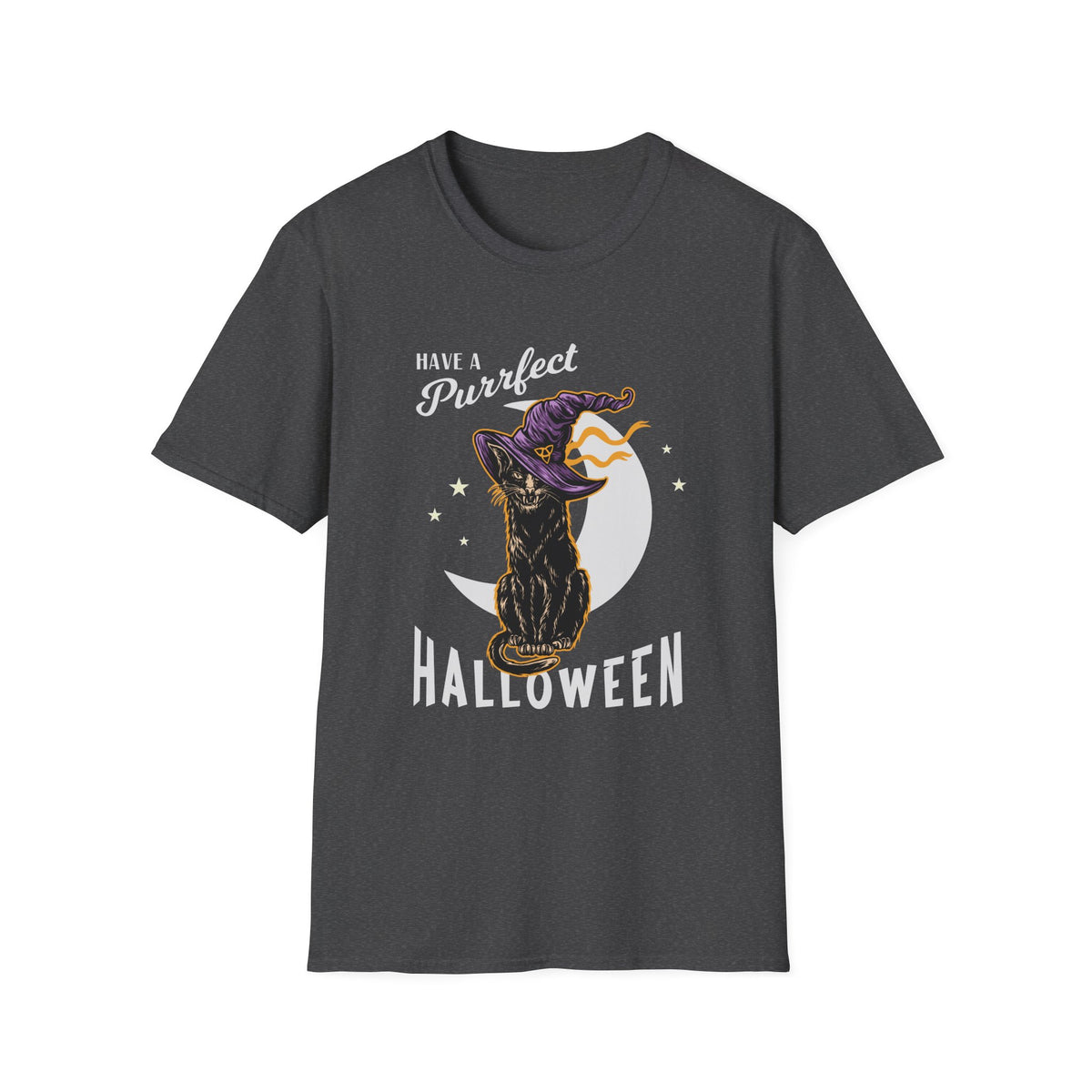Have a Purrfect Halloween T-Shirt — Black Cat Witch Holiday Tee