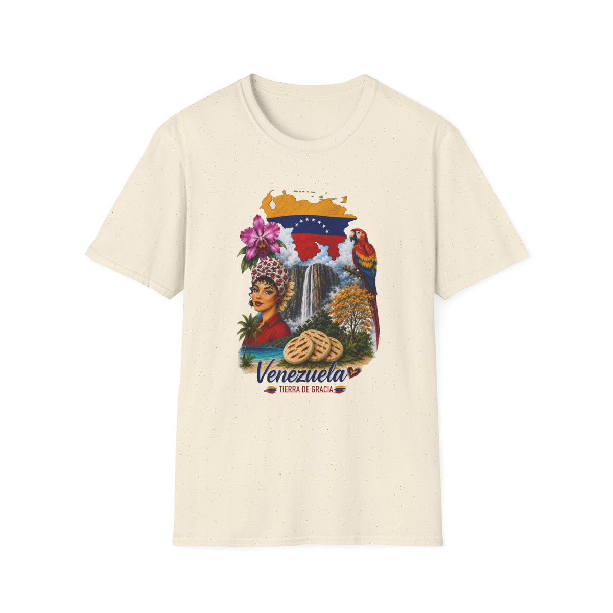 Arepa, Angel Falls & Floral Retro Venezuela Vintage Guildan T-Shirt