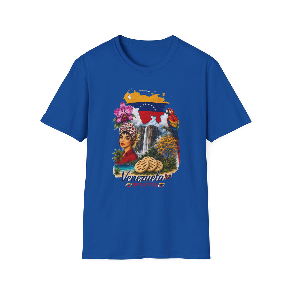 Arepa, Angel Falls & Floral Retro Venezuela Vintage Guildan T-Shirt