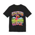 Camiseta de golf — "Nunca subestimes a una dama que juega al golf" Camiseta de golf colorida para mujer