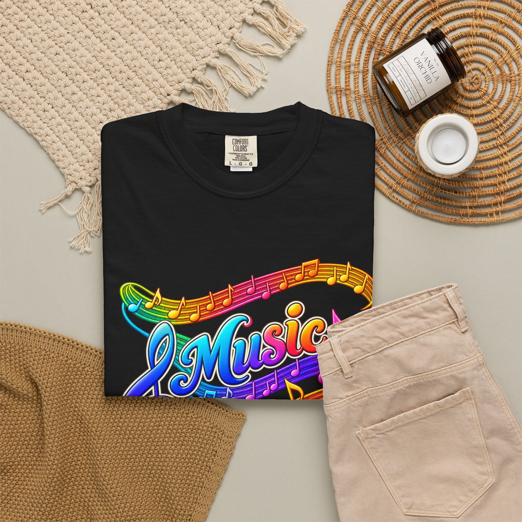 Music Makes My Heart Sing T-Shirt — Colorful Music Note Graphic Tee