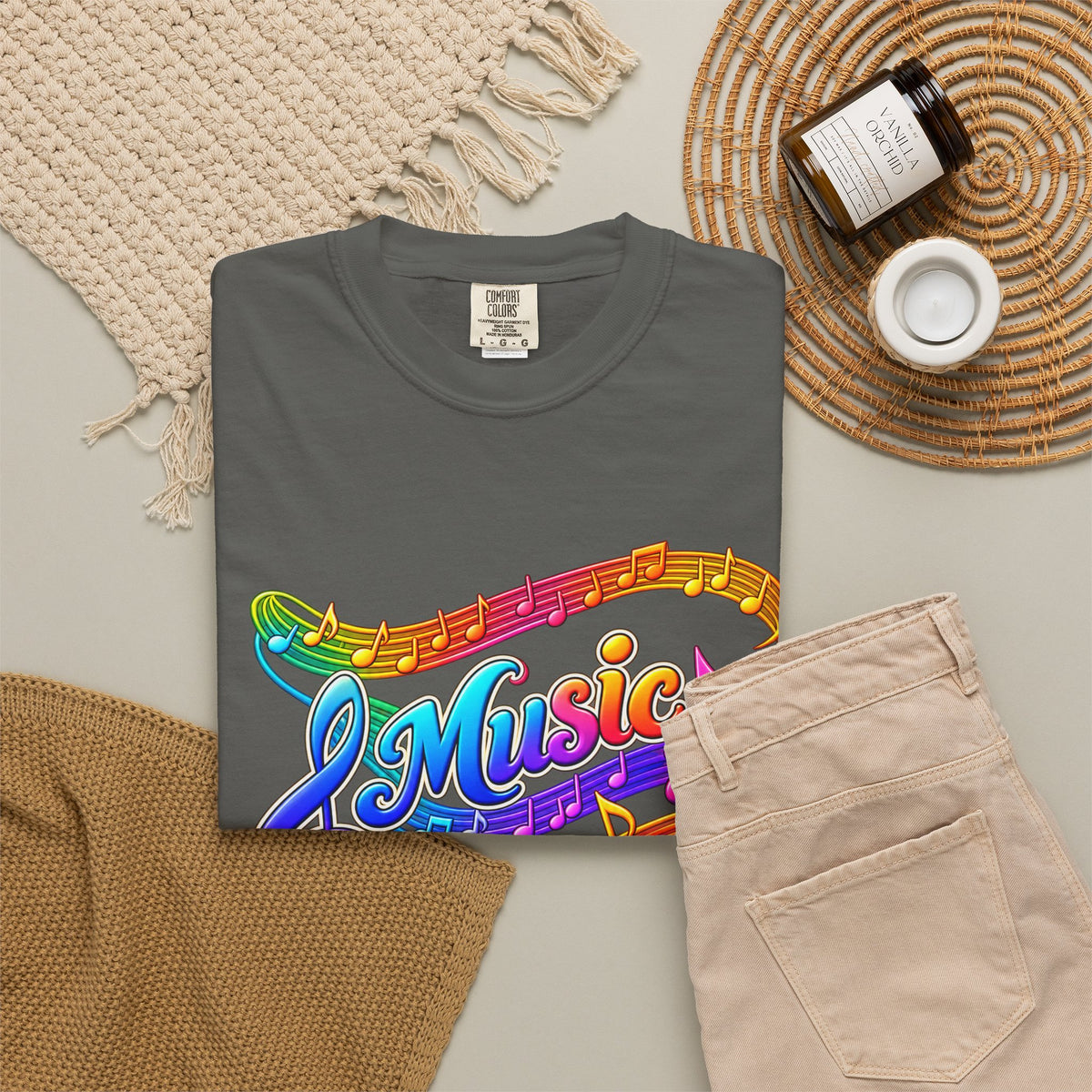 Music Makes My Heart Sing T-Shirt — Colorful Music Note Graphic Tee