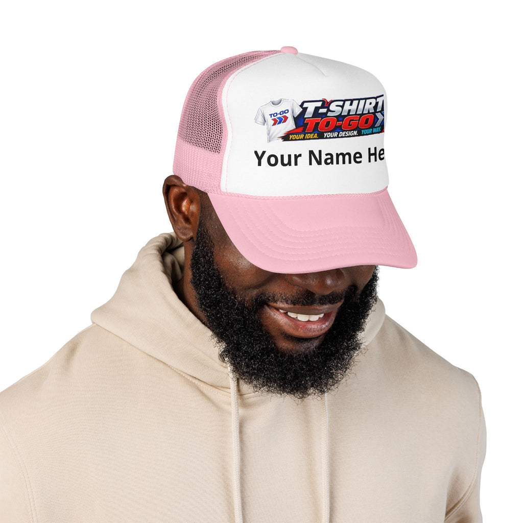 Foam Trucker Hat — Vintage Racing Logo Pink Mesh Cap