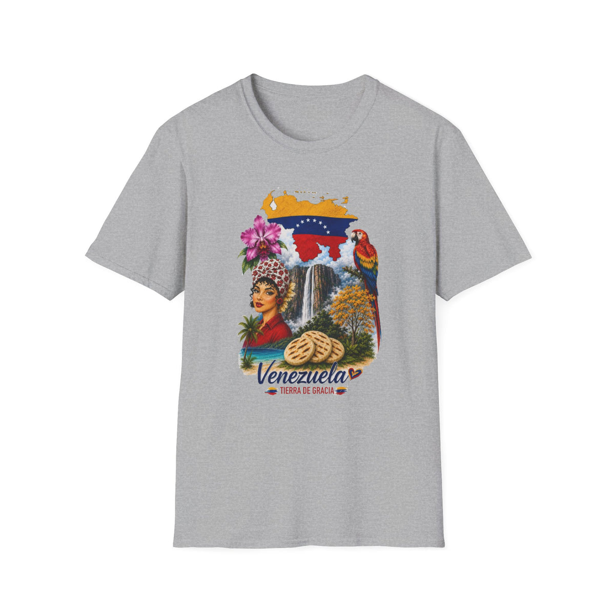 Arepa, Angel Falls & Floral Retro Venezuela Vintage Guildan T-Shirt