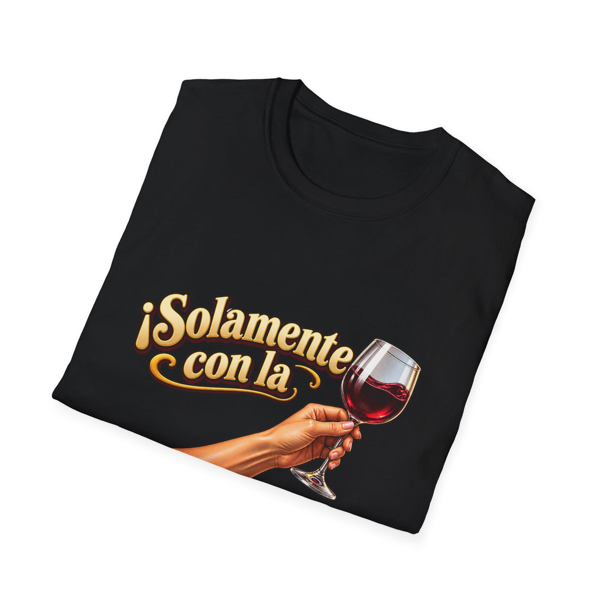 T-Shirt — "¡Solamente con la izquierda!" Wine Glass Spanish Graphic Tee