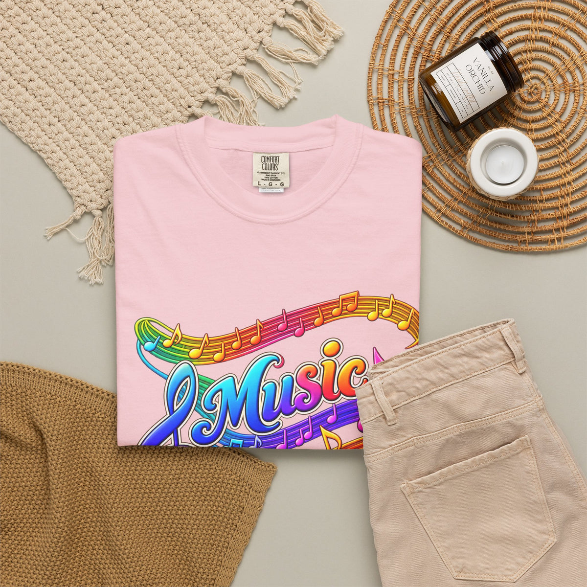 Music Makes My Heart Sing T-Shirt — Colorful Music Note Graphic Tee