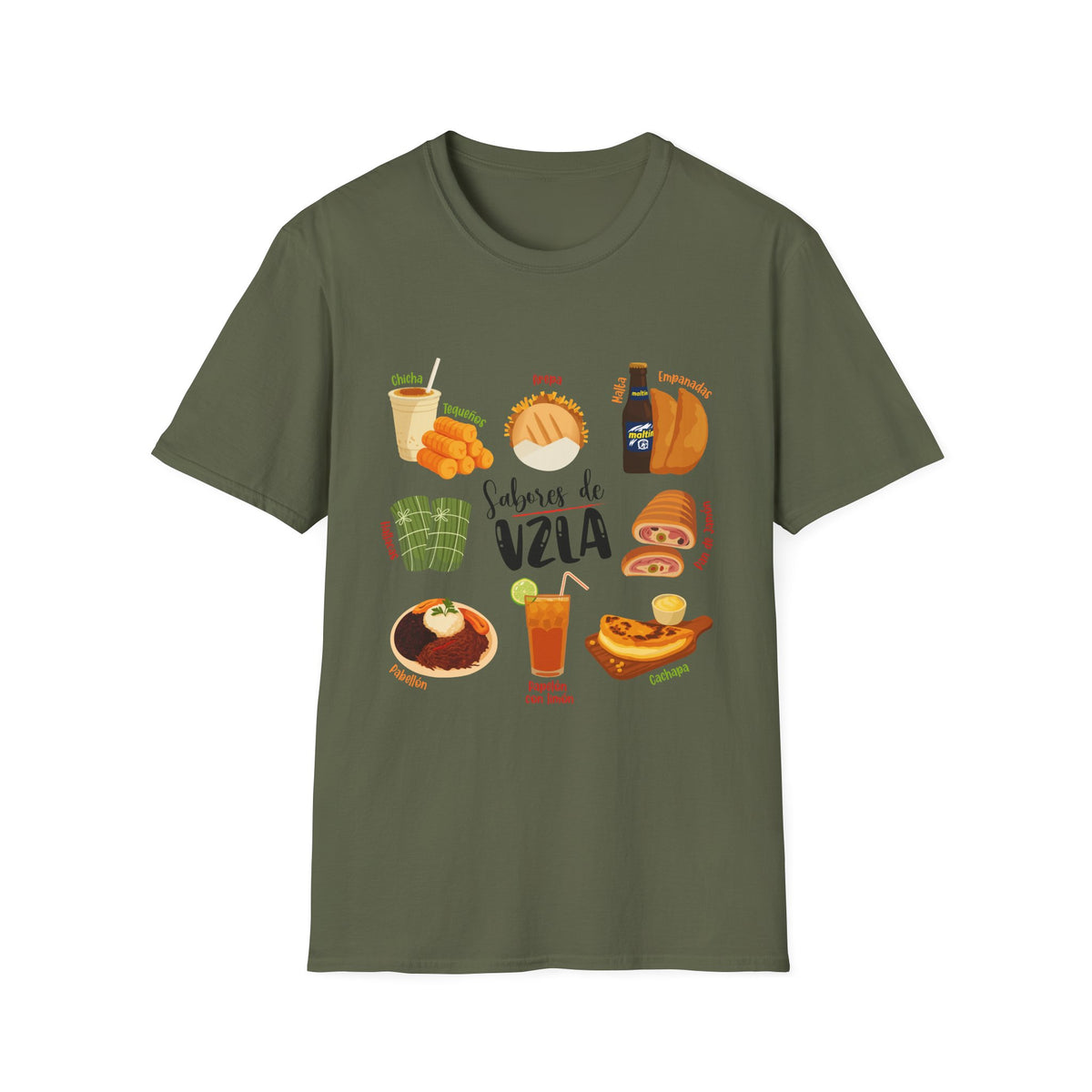 Venezuelan Foods T-Shirt - 'Sabores de Vzla' Illustrated Food Tee