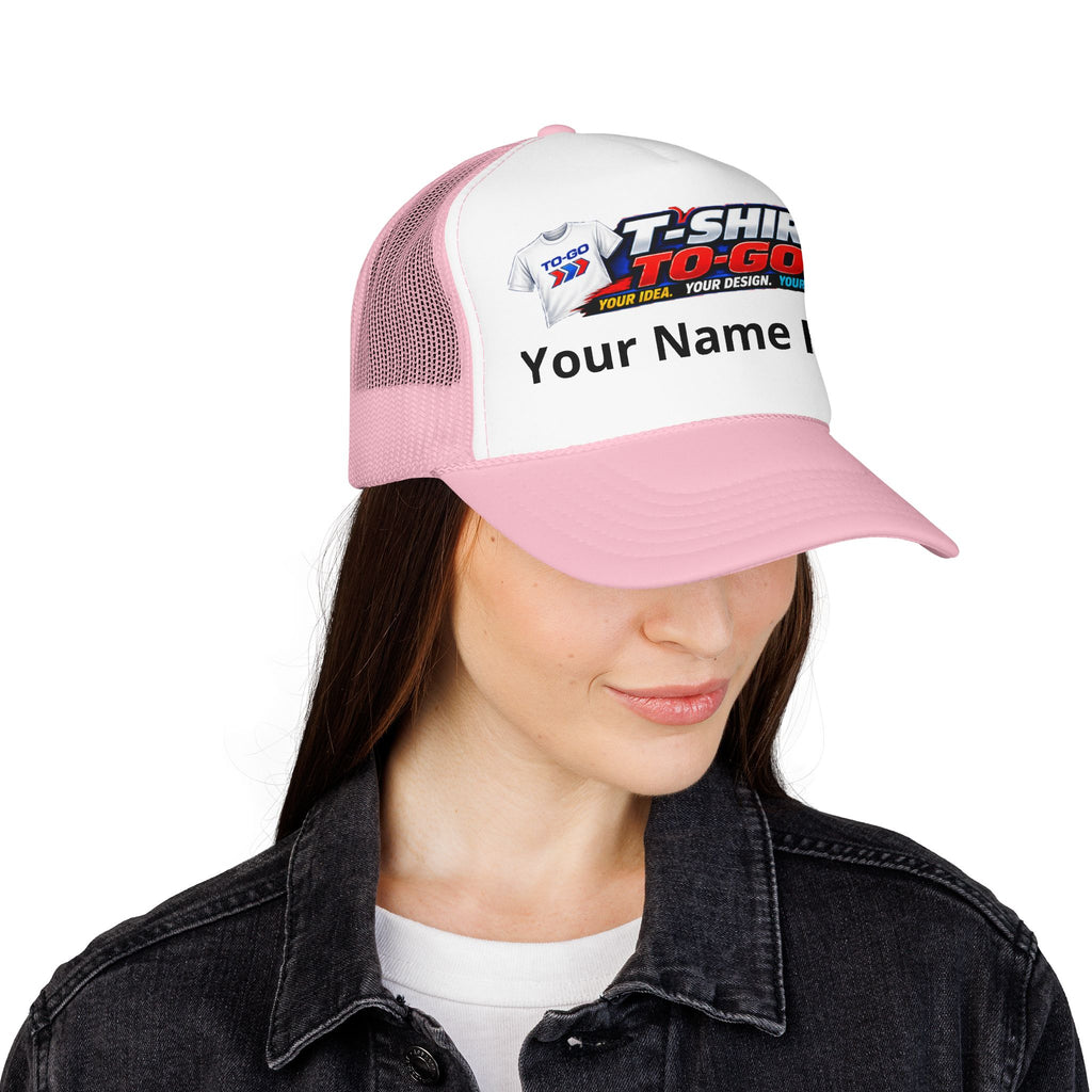 Foam Trucker Hat — Vintage Racing Logo Pink Mesh Cap