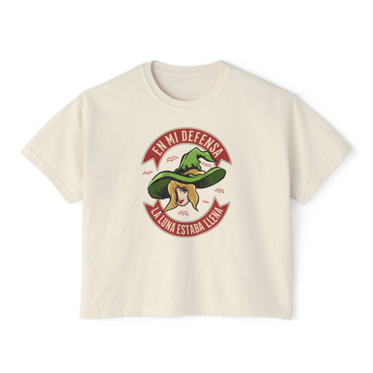 Women's Boxy Tee — "En Mi Defensa La Luna Estaba Lejana" Retro Cowgirl Graphic