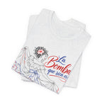 Camiseta UNISEX JERSEY BELLA+CANVA con dibujo lineal "La Bomba Que Rica Es!"