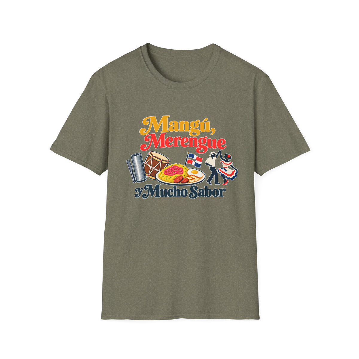 Camiseta gráfica colorida UNISEX GILDAN_6400 de Mangu y Merengue