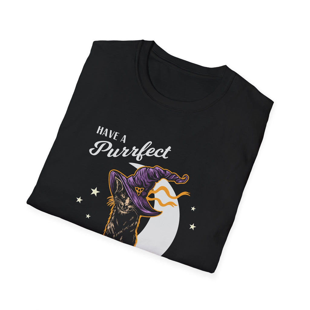 Have a Purrfect Halloween T-Shirt — Black Cat Witch Holiday Tee
