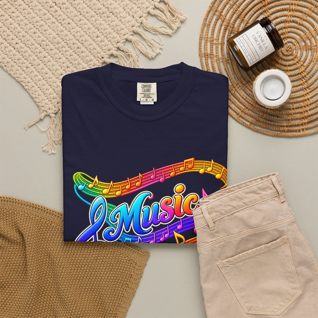 Music Makes My Heart Sing T-Shirt — Colorful Music Note Graphic Tee