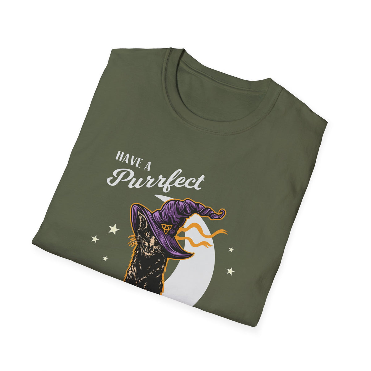 Have a Purrfect Halloween T-Shirt — Black Cat Witch Holiday Tee
