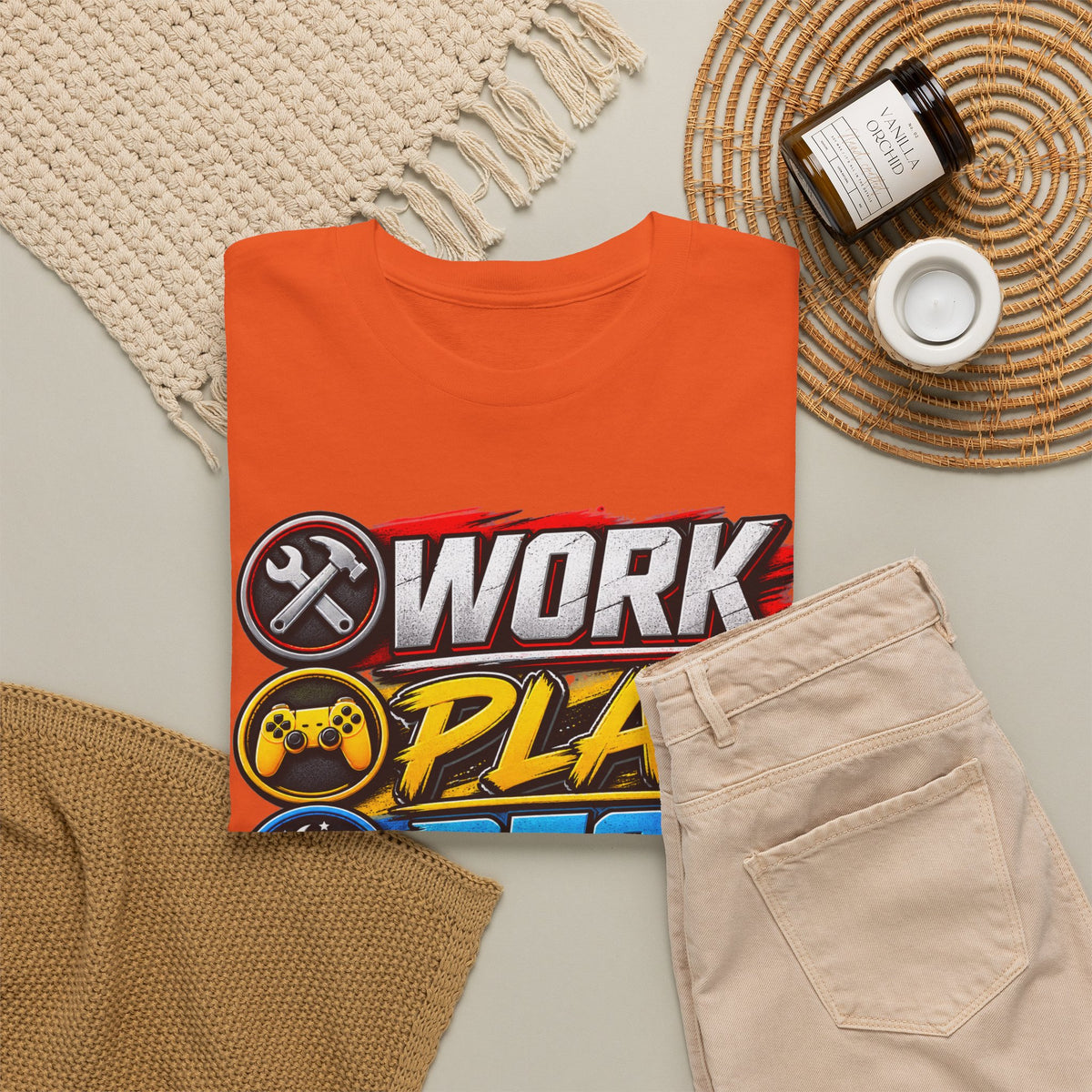 Work Play Rest Repeat T‑Shirt — Gamer & Hustle Lifestyle Tee