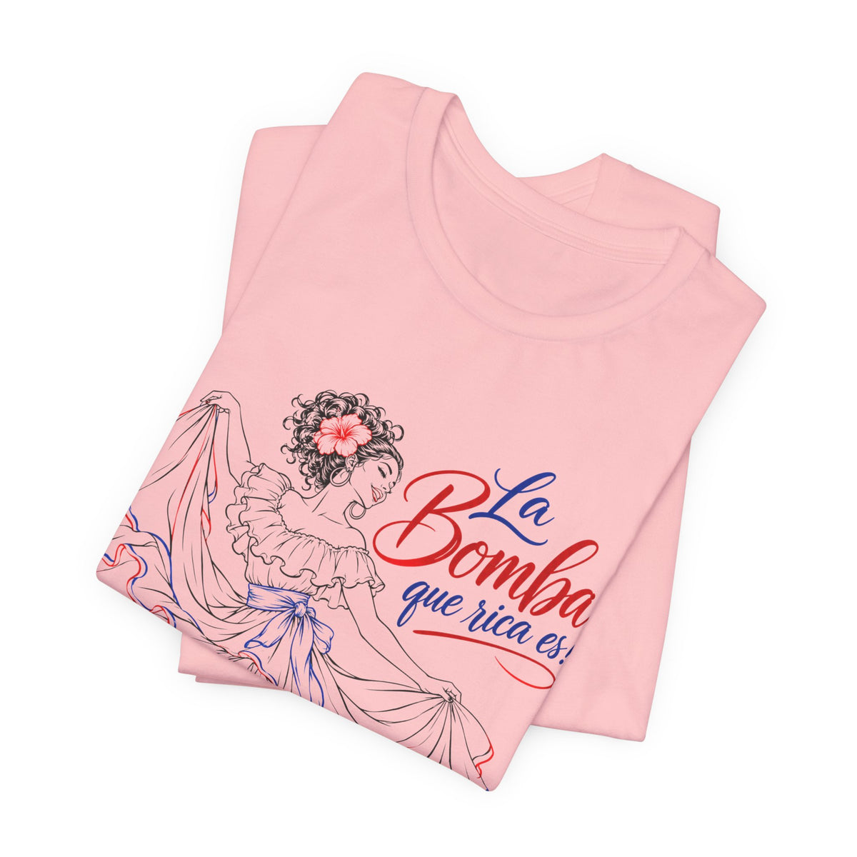 Camiseta UNISEX JERSEY BELLA+CANVA con dibujo lineal "La Bomba Que Rica Es!"