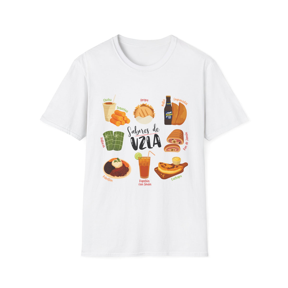 Venezuelan Foods T-Shirt - 'Sabores de Vzla' Illustrated Food Tee