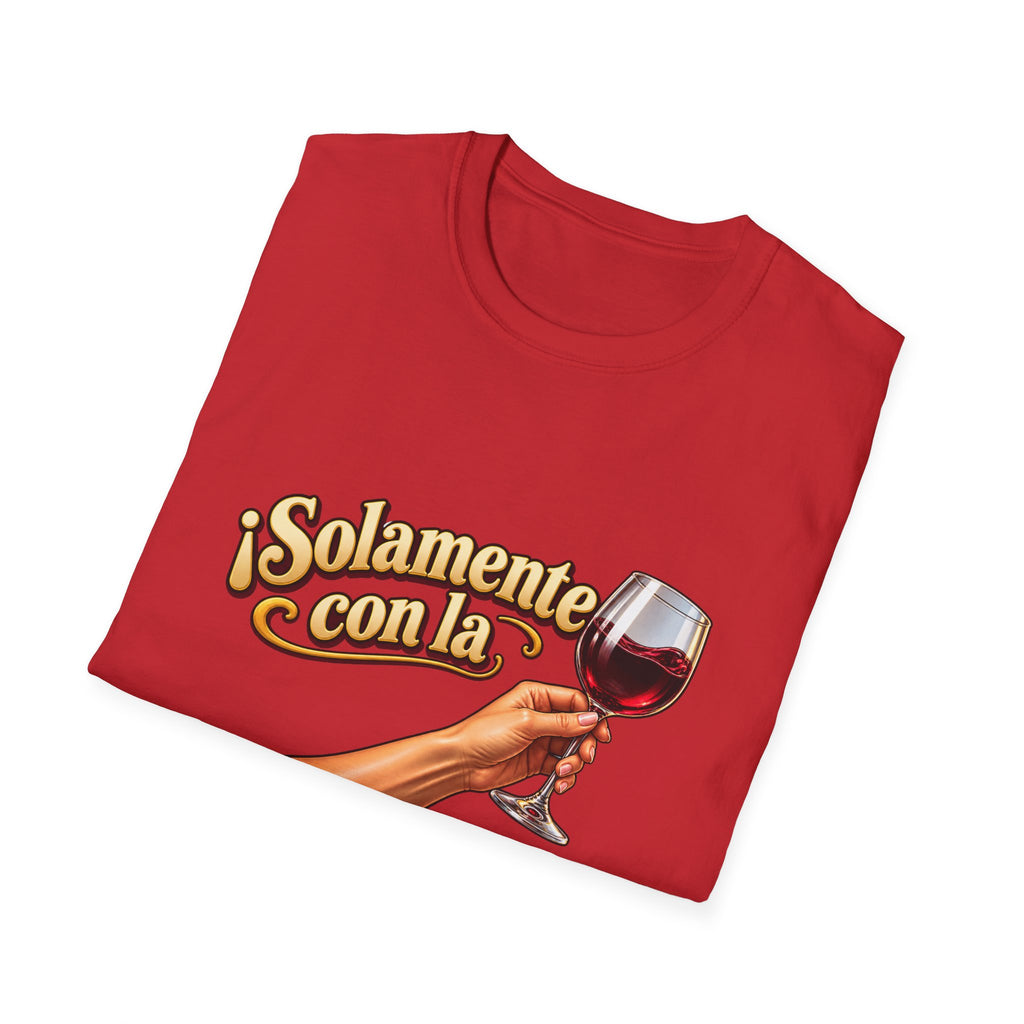 T-Shirt — "¡Solamente con la izquierda!" Wine Glass Spanish Graphic Tee