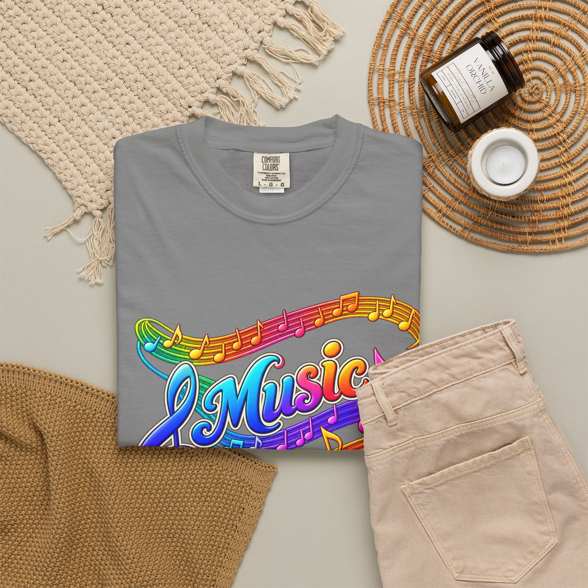 Music Makes My Heart Sing T-Shirt — Colorful Music Note Graphic Tee