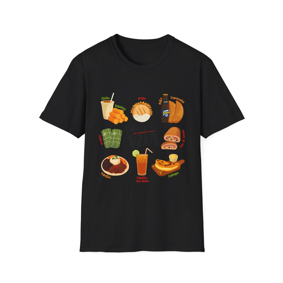 Venezuelan Foods T-Shirt - 'Sabores de Vzla' Illustrated Food Tee
