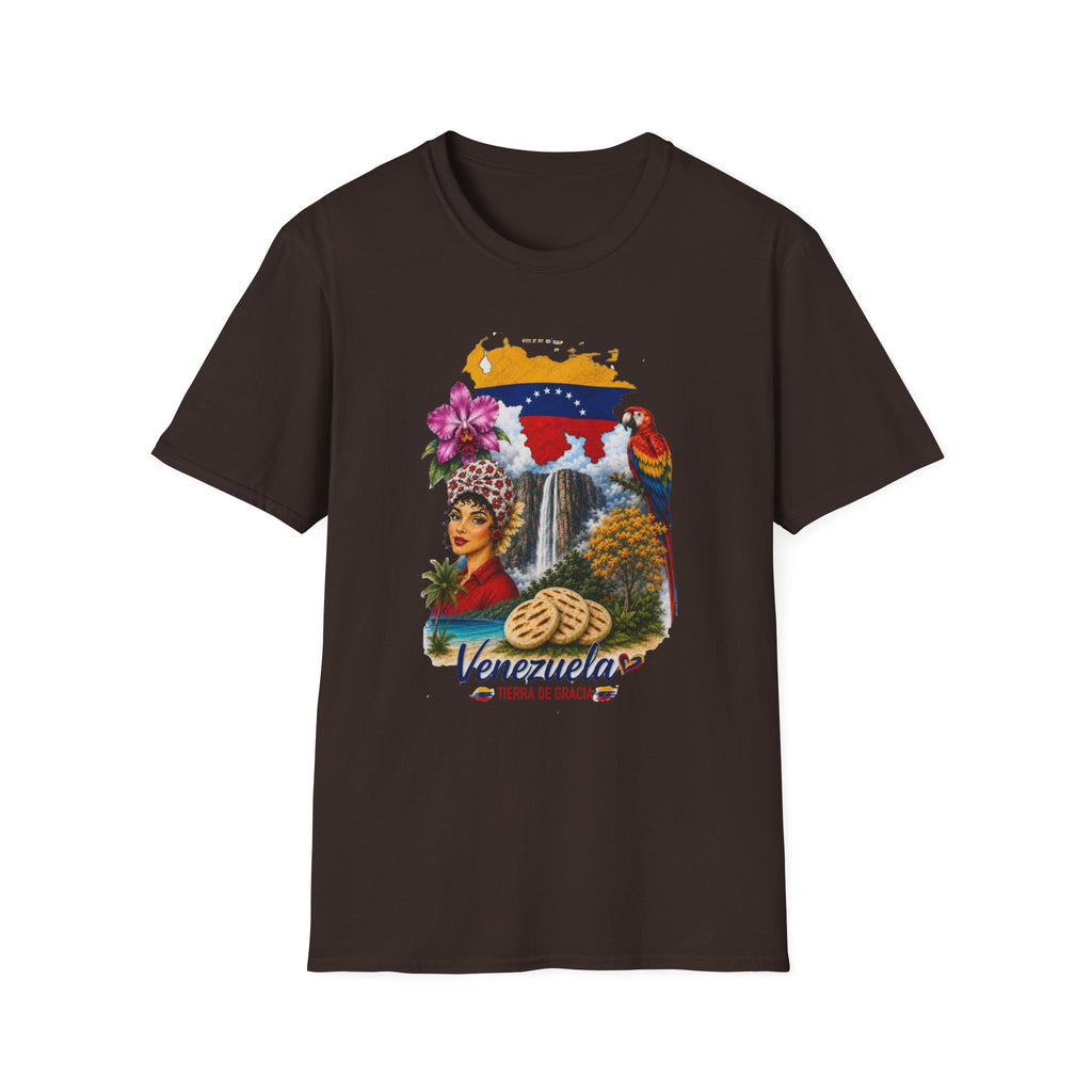 Venezuela Vintage Travel T-Shirt — Arepa, Angel Falls & Floral Retro Tee