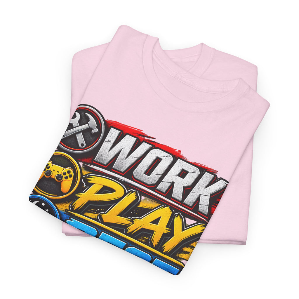 Work Play Rest Repeat T‑Shirt — Gamer & Hustle Lifestyle Tee