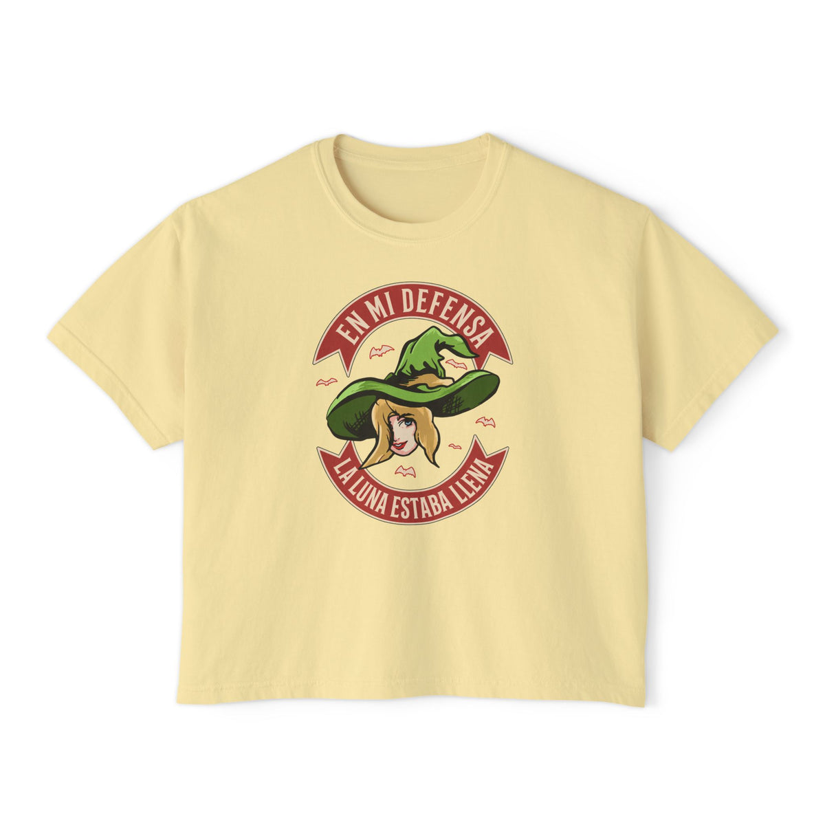 Women's Boxy Tee — "En Mi Defensa La Luna Estaba Lejana" Retro Cowgirl Graphic