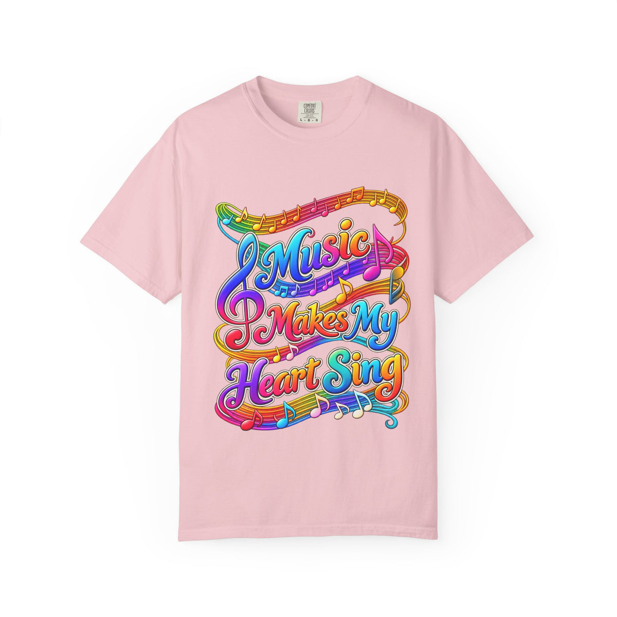 Music Makes My Heart Sing T-Shirt — Colorful Music Note Graphic Tee