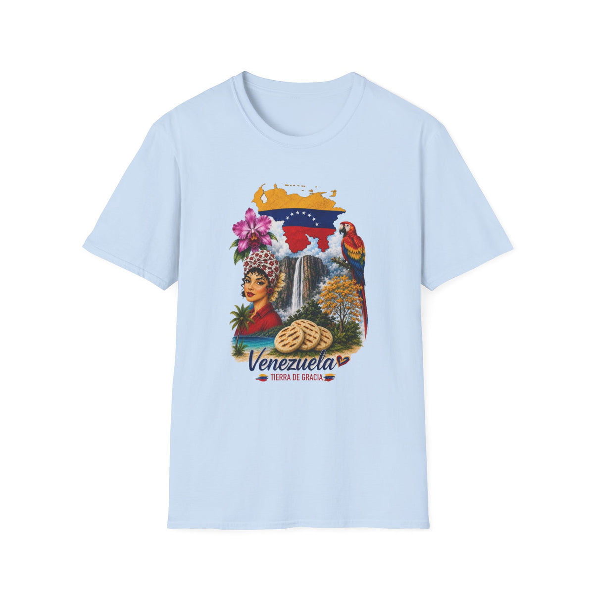 Arepa, Angel Falls & Floral Retro Venezuela Vintage Guildan T-Shirt