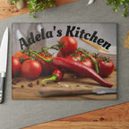 Personalizable Kitchen Tomato Pepper Glass Cutting Board