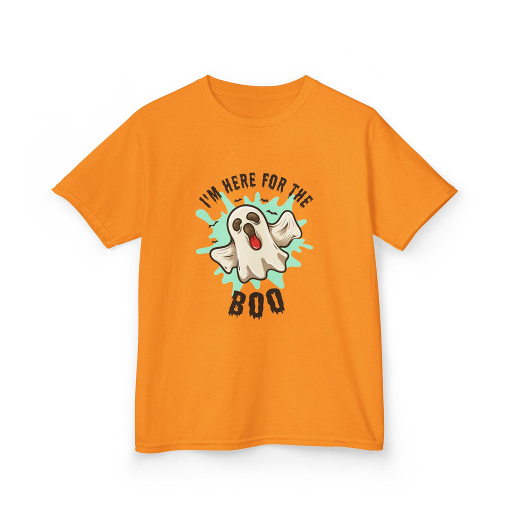 Kids Tee — “I’m Here for the Boo” Cute Ghost Halloween T-Shirt