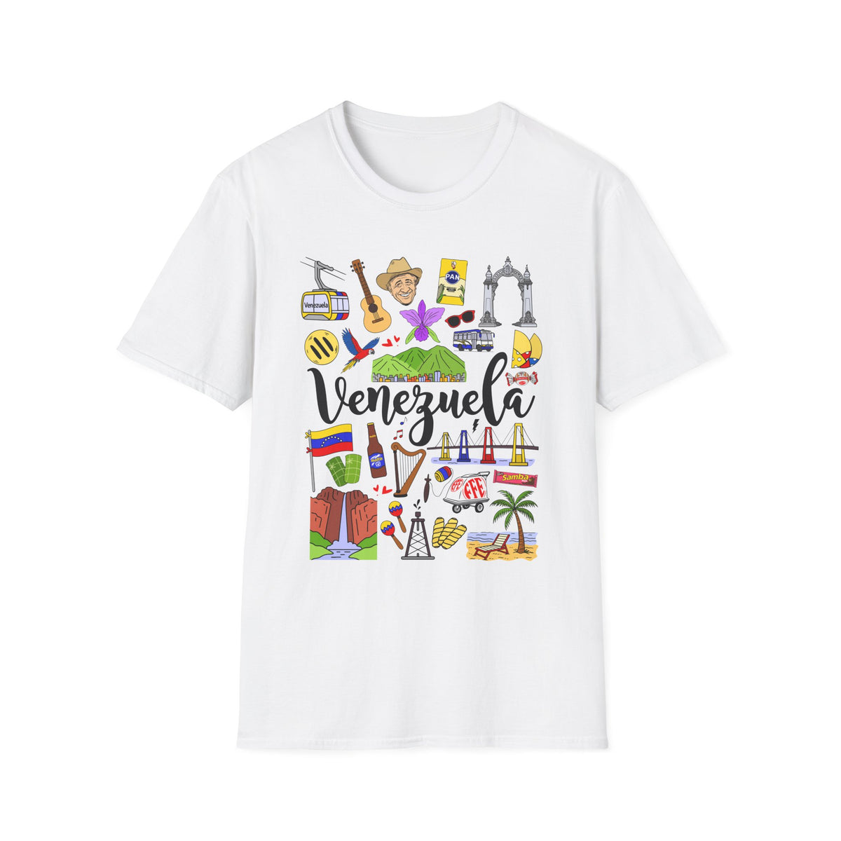 Venezuela Icons T-Shirt — Colorful Travel & Culture Graphic Tee